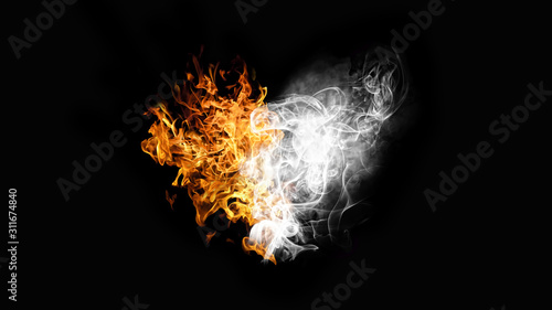 炎と煙が合体したハートの形