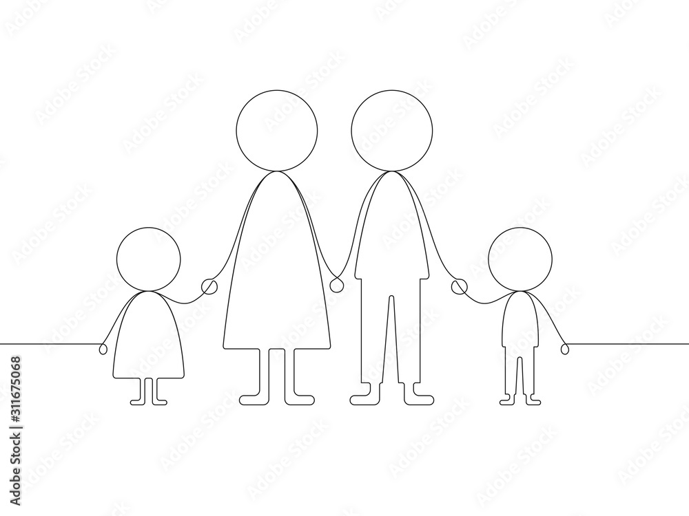 Abstract image of a family in one line. Vector illustration Abstract image of a family in one line. Vector illustration