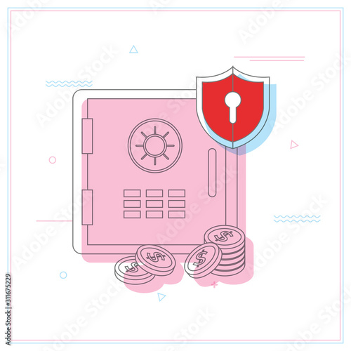 Safe box icon flat style