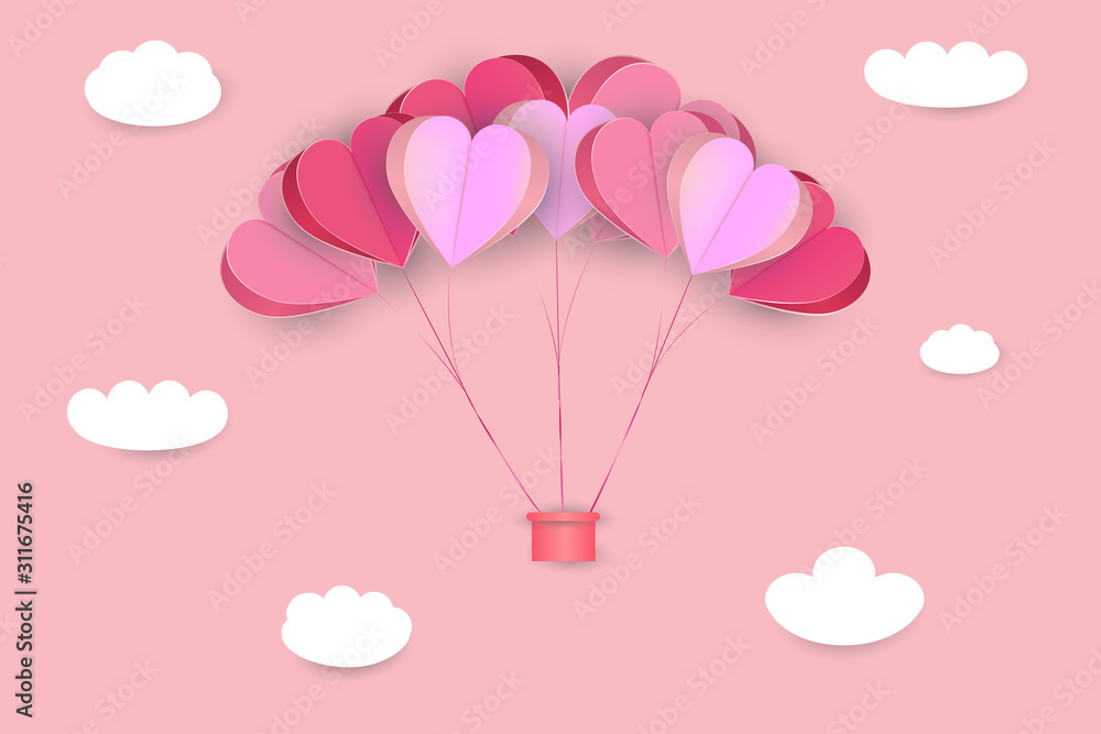 EPS 10 vector. Cute paper cut hearts. Valentines day concept.