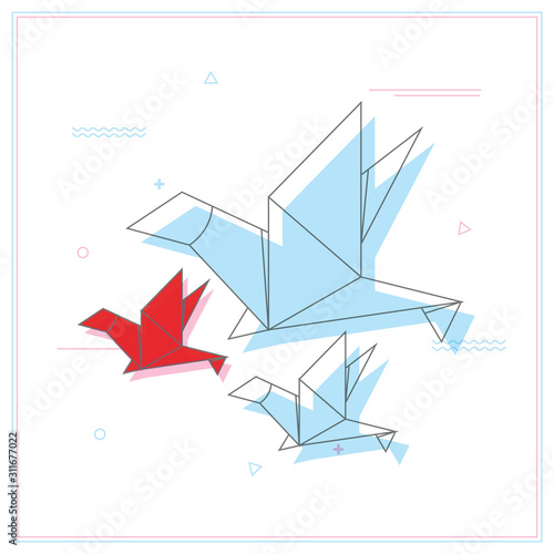 Origami bird paper concept