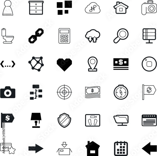 web vector icon set such as: cleaning, favorite, firewall, search, box, pay, packing, optical, add, safety, compass, transportation, men, backward, artificial, badge, head, decoration, worldwide