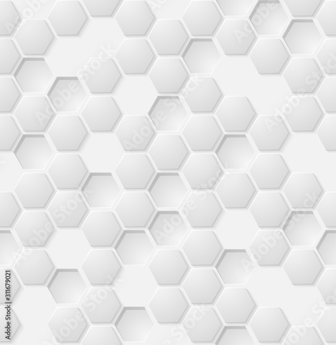 Fototapeta Naklejka Na Ścianę i Meble -  Vector eps abstract white hexagon seamless pattern