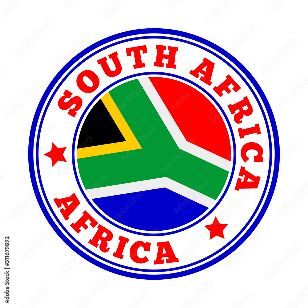 South Africa sign. Round country logo with flag of South Africa. Vector illustration. South Africa sign. Round country logo with flag of South Africa. Vector illustration.