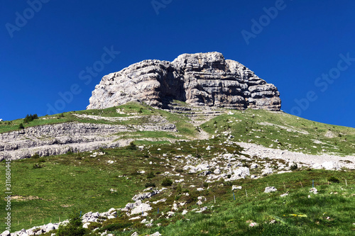 Zindlenspitz Mountain above the valley Wagital or Waegital and alpine Lake Wagitalersee (Waegitalersee), Innerthal - Canton of Schwyz, Switzerland photo