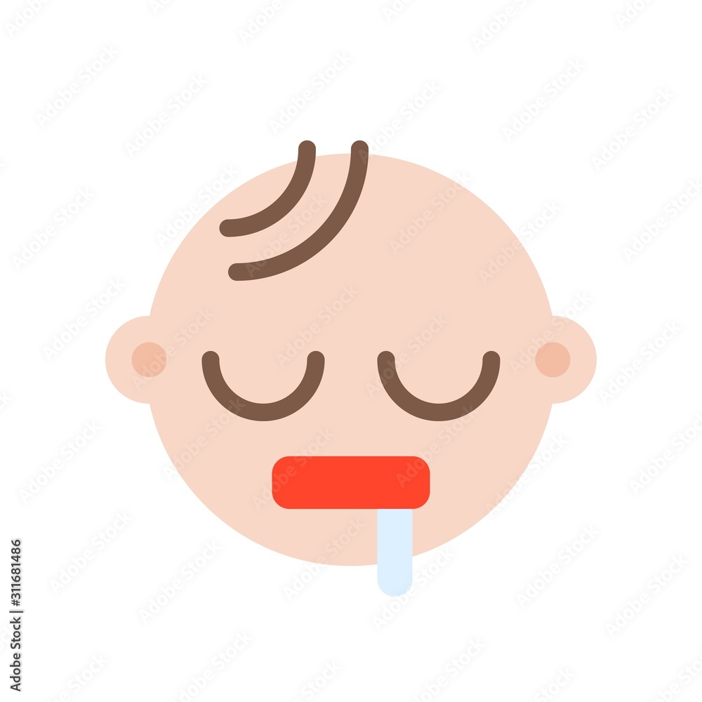 Sleepy baby flat style icon, vector illustration Sleepy baby flat style icon, vector illustration