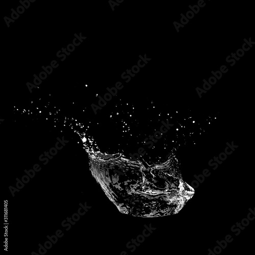 Water splashing isolated over a black background.