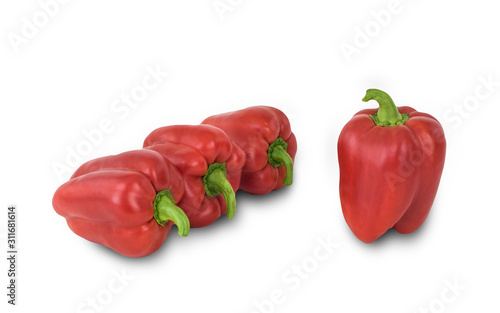 Red peppers on a white background
