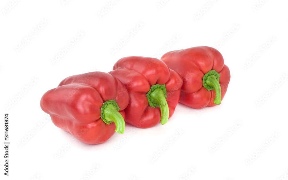Red peppers on a white background Red peppers on a white background
