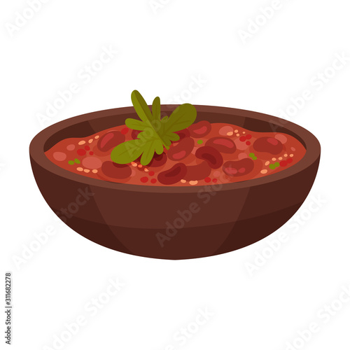 Traditional Mexican Food Served in Bowl Vector Illustration