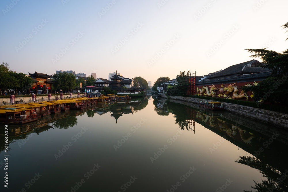 Scenery of Confucius Temple by Qinhuai River in Nanjing City