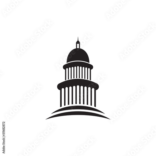 Capitol building landmark logo design vector template