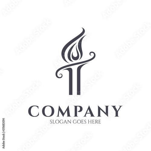 Torch simple logo. Letter T logo. Torch fire vector illustration