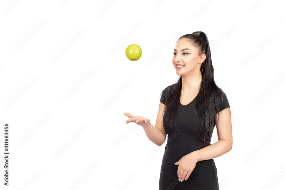 Woman having to choose healthy or unhealthy life Woman having to choose healthy or unhealthy life