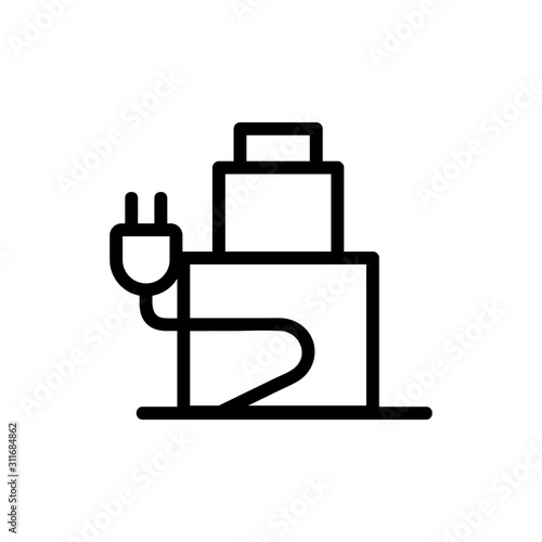 Charging icon vector. A thin line sign. Isolated contour symbol illustration