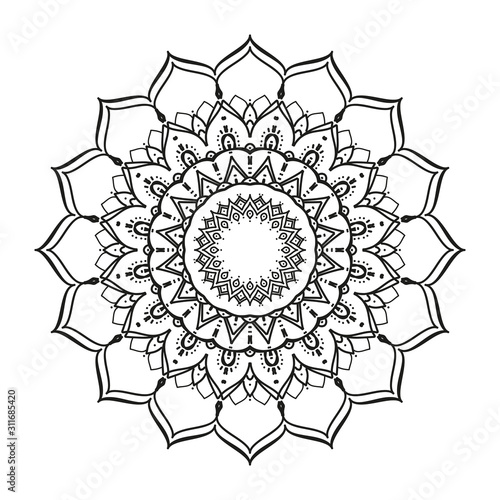 black and white mandala vector ornament