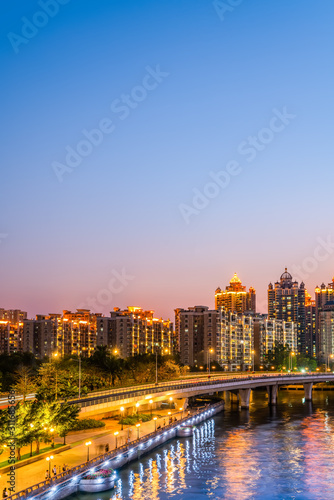 Guangzhou city night and architectural landscape skyline