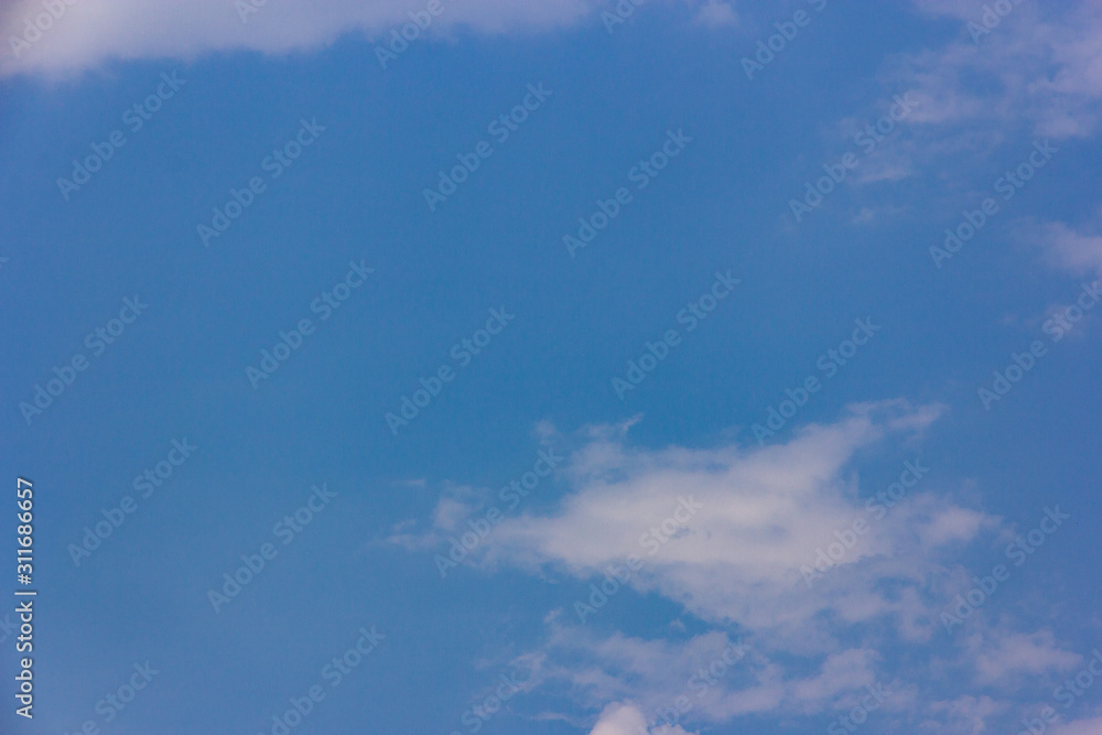 Blue sky with white clouds,  blue sky background, copy space