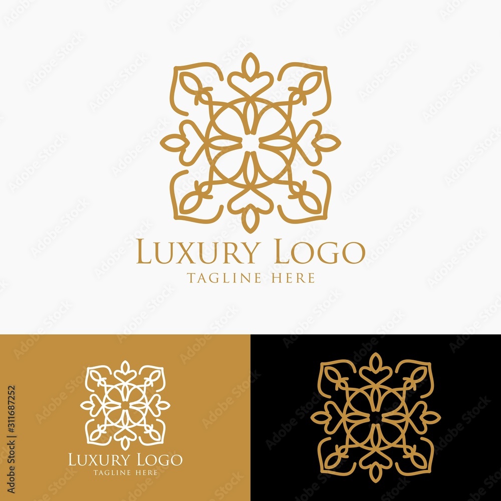 Luxury vector emblem in a circle shape with elegant. Classic elements. Can be used for logo ,invitation, menu, brochure Luxury vector emblem in a circle shape with elegant. Classic elements. Can be used for logo ,invitation, menu, brochure