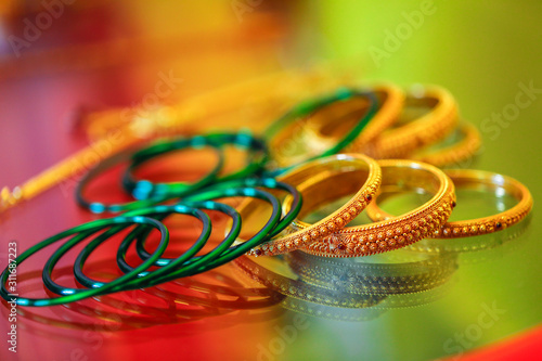  glass and gold bangle for traditional event photo