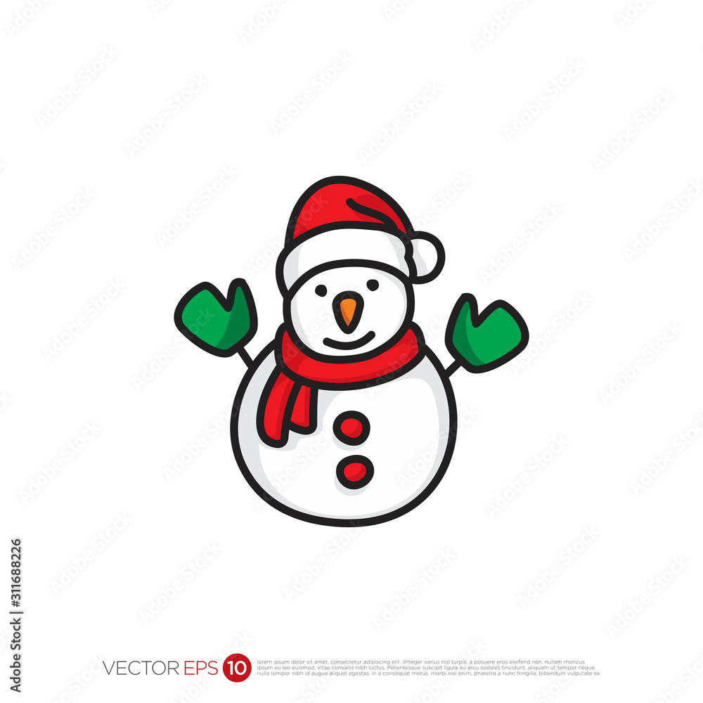 Pictograph of snowman for template logo, icon, and identity vector designs.