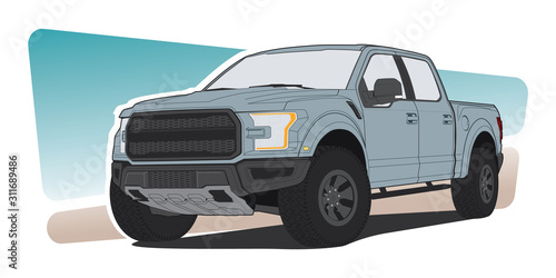 Car pickup truck, isolated auto