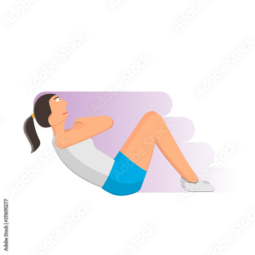 Fitness. The girl is engaged in sports. Vector illustration
