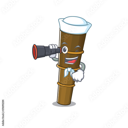 happy Sailor telescope Scroll cartoon design with binocular