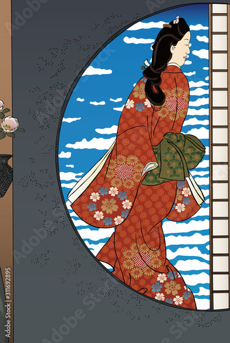 見返り美人図 真崎邊より水神の森内川関屋の里を見る圖 Stock Vector Adobe Stock 見返り美人図 真崎邊より水神の森内川関屋の里を見る圖 Stock Vector Adobe Stock