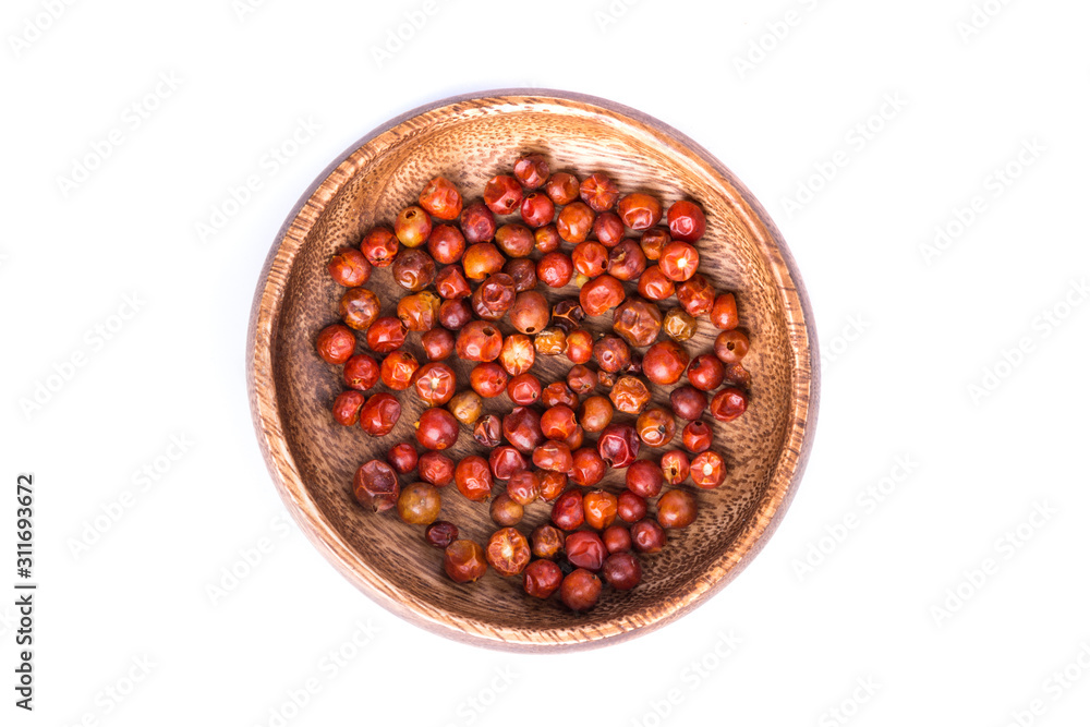 Handful of red spicy tiny round chile tepin peppers Handful of red spicy tiny round chile tepin peppers