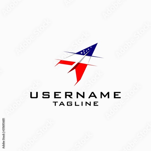 Wallpaper Mural american paper plane logo design inspiration . jet plane logo design template . let logo design inspiration . simple jet icon . usa paper plane Torontodigital.ca