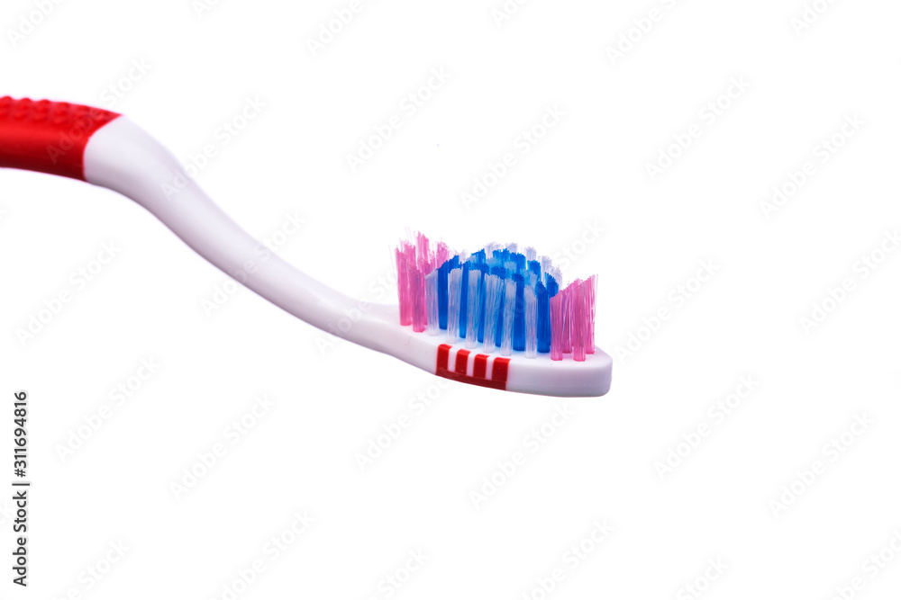 Toothbrush macro on a white background Toothbrush macro on a white background