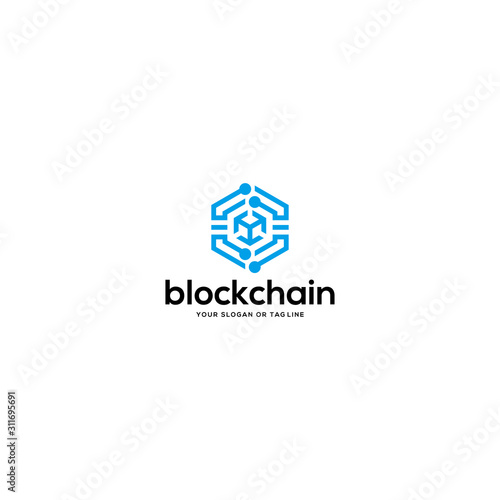 blockchain logo design vector template