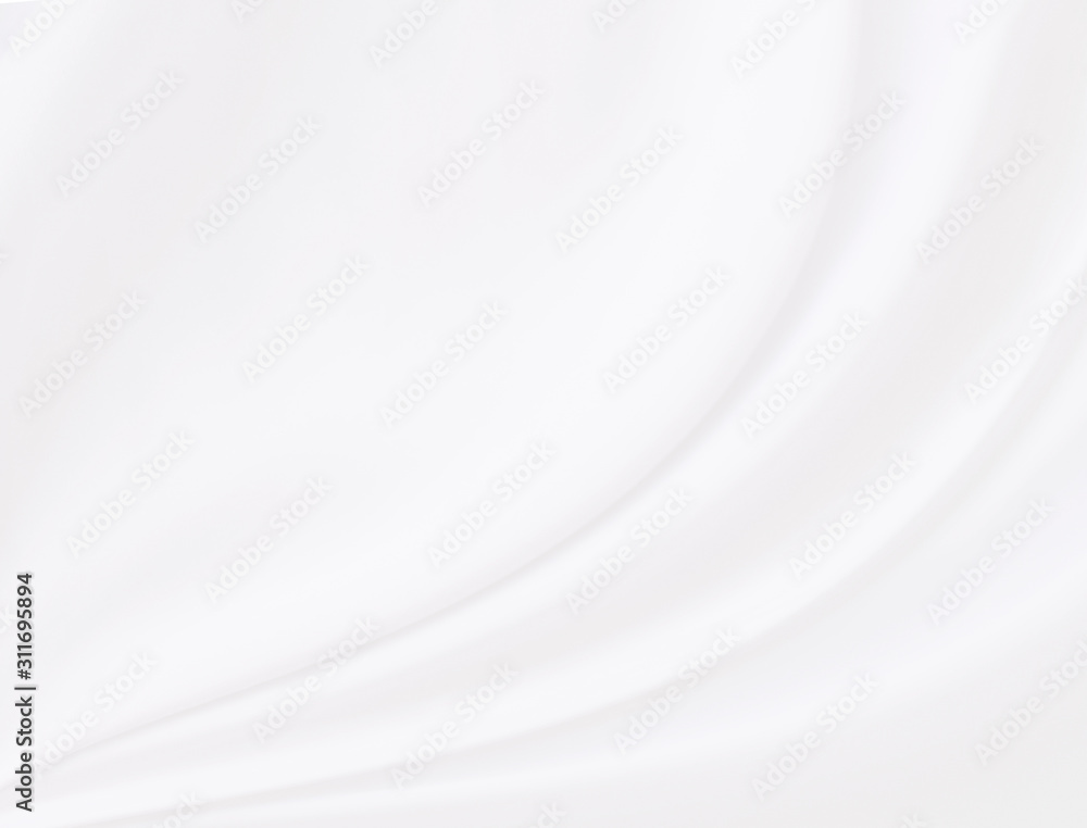 Background of white cloth with soft waves.