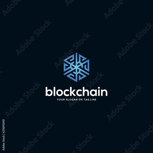 blockchain logo design vector template