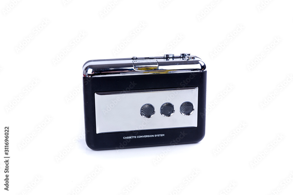 Fototapeta premium Black and silver plastic usb cassette converter machine