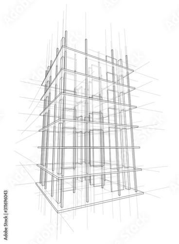Drawing of a house under construction. Vector