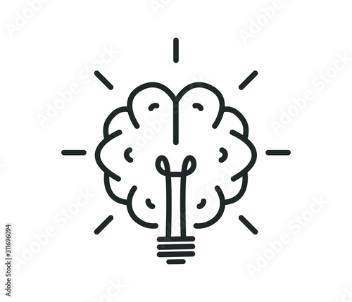 brain light bulb icon vector eps