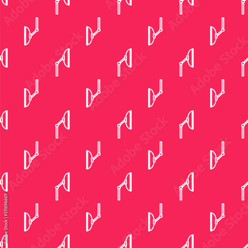 White line Windscreen wiper icon isolated seamless pattern on red background. Vector Illustration