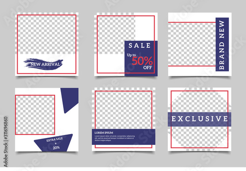 Editable square social media post template. Minimalist design. Vector illustration EPS 10