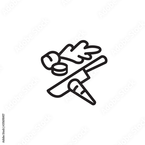 Carrot chopped by knife thin line icon. Kitchen, meal, vegetable isolated outline sign. Cooking concept. Vector illustration symbol element for web design and apps