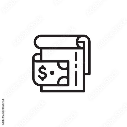 Check book thin line icon. Contract, invoice, financial document isolated outline sign. Finance, payment, banking concept. Vector illustration symbol element for web design