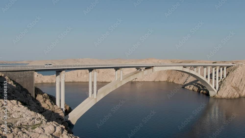 Aerial video of Paski bridge in Croatia Aerial video of Paski bridge in Croatia