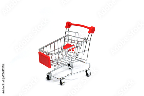 Shopping Cart isolated white background - Shopping stores to buy goods concept 