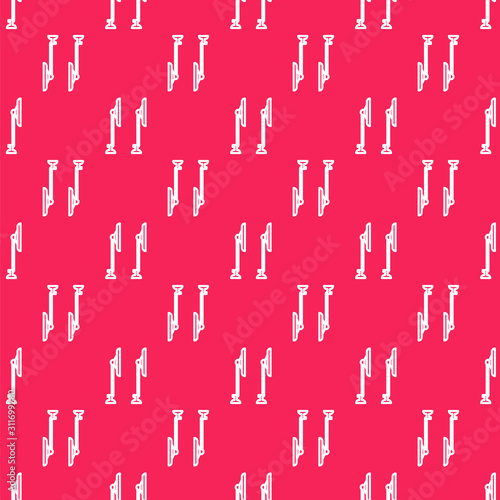 White line Windscreen wiper icon isolated seamless pattern on red background. Vector Illustration