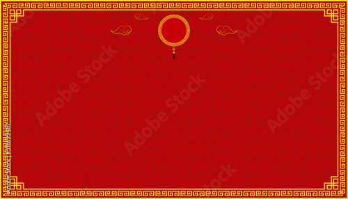 Happy Chinese New Year. circle lucky symbol on top center and cloud and pattern background. vector illustration eps10 photo