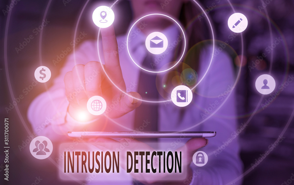 Text sign showing Intrusion Detection. Business photo showcasing monitors a network or systems for malicious activity Text sign showing Intrusion Detection. Business photo showcasing monitors a network or systems for malicious activity