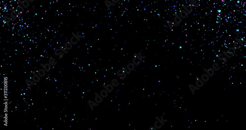 Flying dust particles on a black background