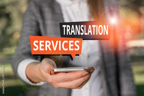 Canvas Print Text sign showing Translation Services