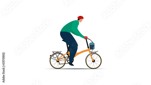 Vector illustration of compact folding bicycle